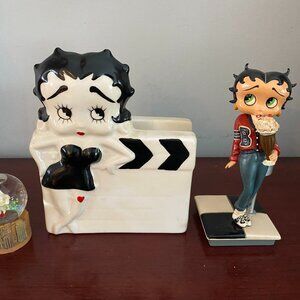 Set of 3 Betty Boop Black & White Napkin Holder + Mini Snowglobe + Figurine